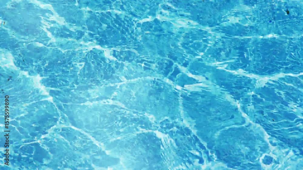 夏 強い太陽の日差しを受けてキラキラ光る青いプールの水の表面・波の模様と輝く光のボケ 暑い・猛暑・涼しい・夏休み・バカンスの背景 夏 強い太陽の日差しを受けてキラキラ光る青いプールの水の表面・波の模様と輝く光のボケ 暑い・猛暑・涼しい・夏休み・バカンスの背景