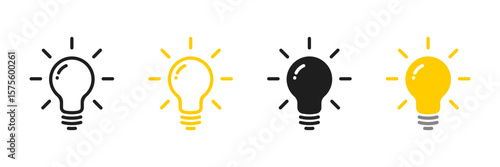 Light bulb icon. Creative idea and inspiration concept. Energy and thinking symbol. Idea sign symbol. Bulb icon collection. Vector illustration