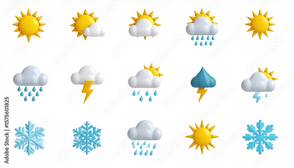 Obraz premium Cute weather icons