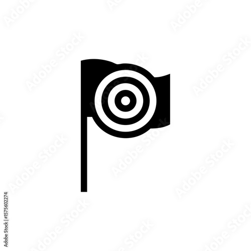 Minimalist black logo of a flag with a target icon at its center, representing focus, debt elimination goals, and financial direction.
