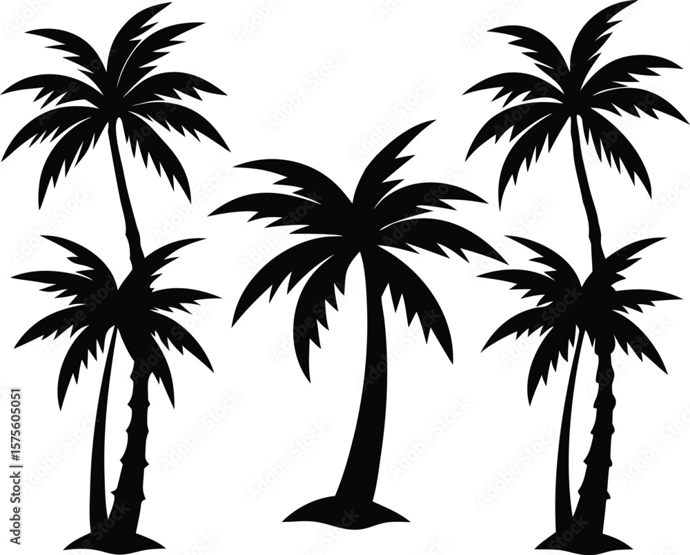 Fototapeta premium Silhouette Collection of Tropical Palm Trees
