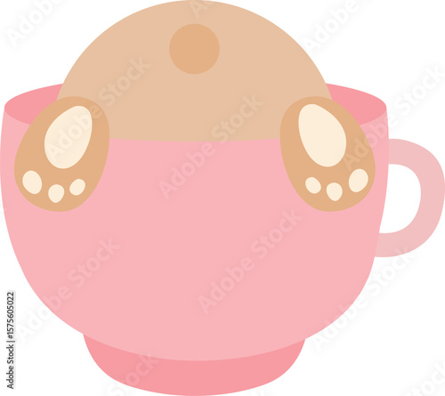 Adorable Bunny Butt Peeking Out of a Pink Teacup