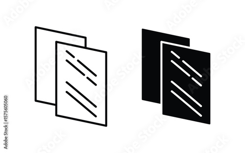 Double Glazing line and flat icon set. Two glass panes vector icon. Set of glass layers types double glazed windows. vector illustration.