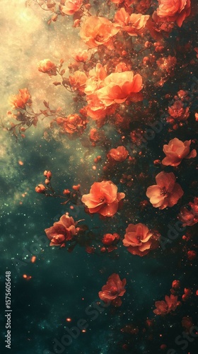 Blooming Flowers on Branch Against a Dreamy Background