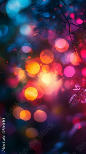 Abstract Bokeh Lights Background with Vibrant Festive Colors