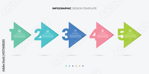 infographic elements template, business concept and 5 options, workflow layout, Circle, icons, diagram, report, web design colorful