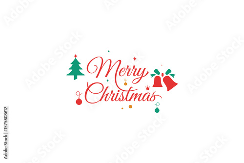 Merry Christmas typography in EPS 10. Christmas tree, bell, merry Christmas typo.