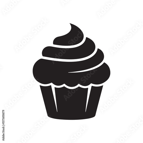 Cup cake vector silhouette on white background. Cupcake icon sign vector illustration design