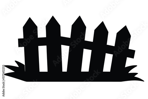 broken fence silhouette vector icon