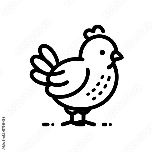Line Art of a Hen: Simple Chicken Illustration