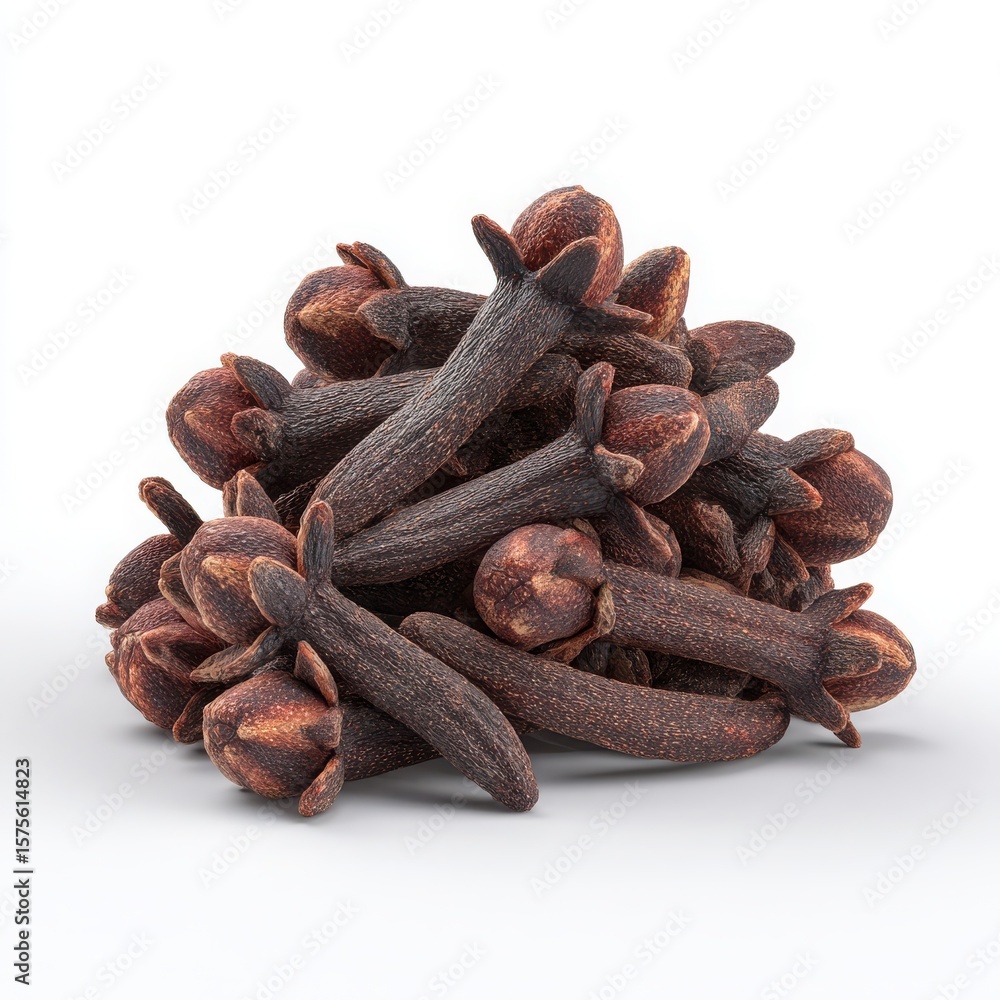 Fototapeta premium Dried cloves spice pile isolated on white background