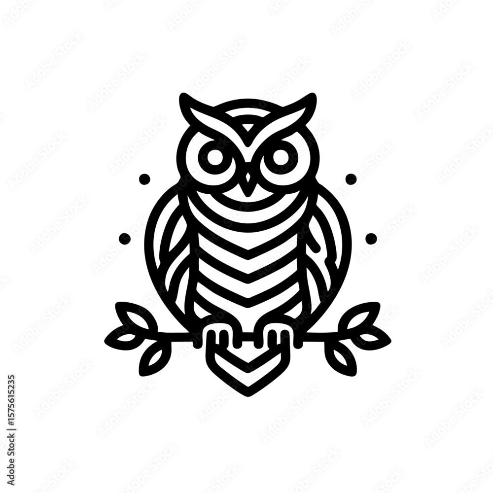 Fototapeta premium Geometric Owl Line Art: Minimalist Bird Logo Design