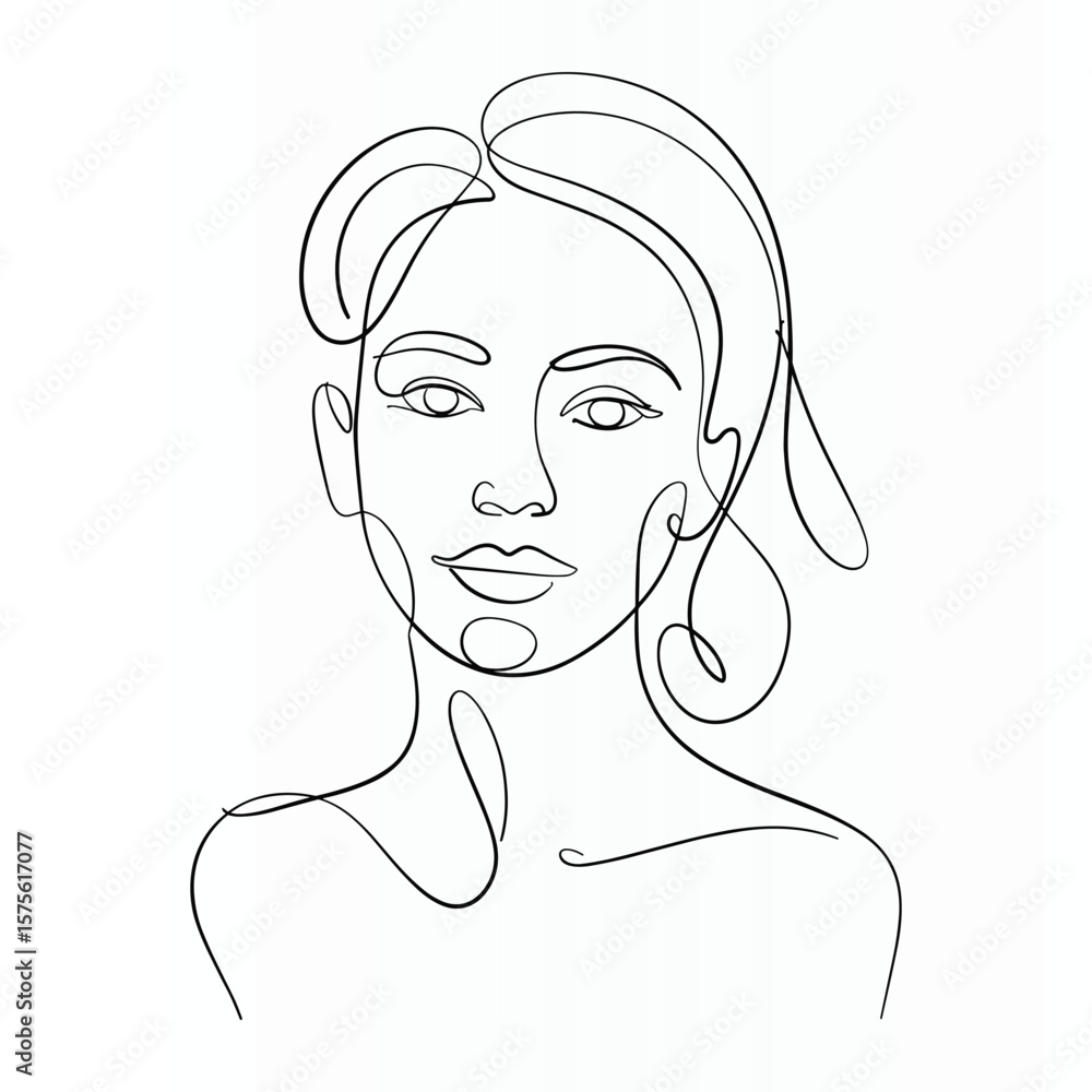 Woman Face Elegant Single continuous Line Art Woman Face Elegant Single continuous Line Art