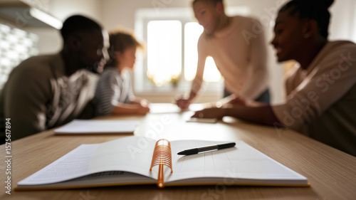 Wallpaper Mural Group of young people collaborating at a table with notes and pen   Torontodigital.ca