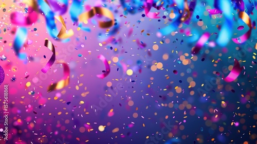 Vibrant Confetti Burst Over Purple Night Party Scene
