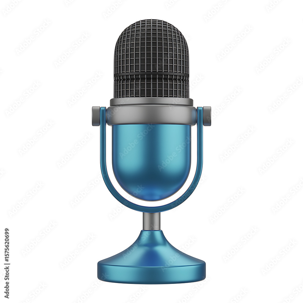 Retro style blue microphone on a white background Retro style blue microphone on a white background
