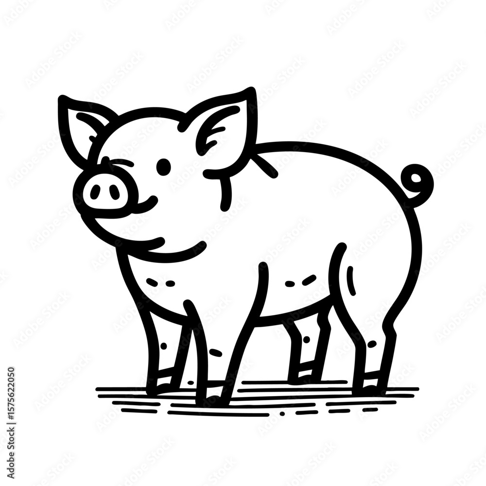 Fototapeta premium Adorable Cartoon Pig Illustration