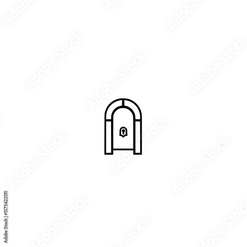 Vector icon of door representing entrance exit or access symbol for building or home design