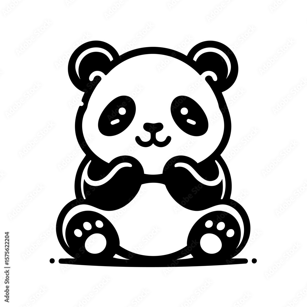 Obraz premium Adorable Panda Cartoon Character Illustration