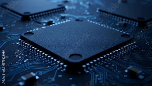 Wallpaper Mural Closeup of a dark blue computer motherboard with integrated circuits and pins Torontodigital.ca