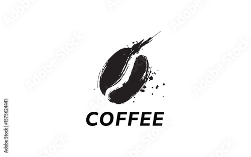 Grunge Style Coffee Beans Logo Element with Distressed Texture for Artisan Coffee Shops