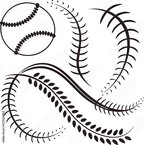 Abstract vector illustration of a baseball isolated on white, featuring a subtle spine pattern as a symbolic icon of the equipment