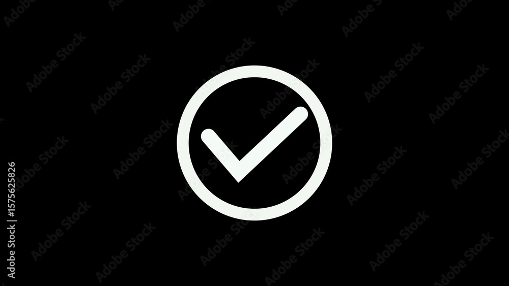 White check mark within a circle on a black background indicating agreement or approval White check mark within a circle on a black background indicating agreement or approval