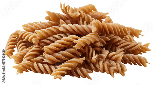Whole wheat organic pasta over isolated on a white background 