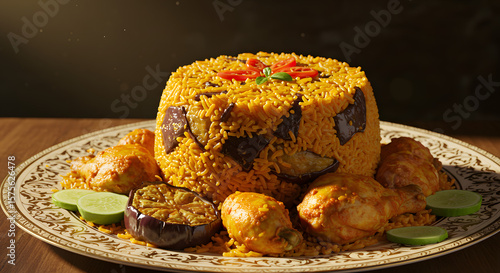 Palestinian Upside-Down Rice with Chicken & Eggplant