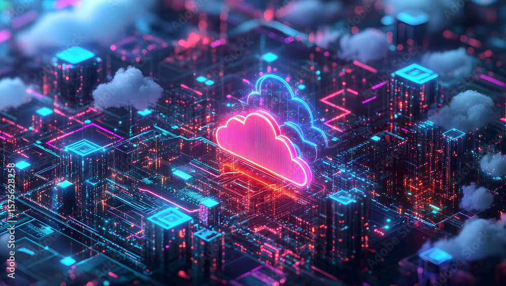 Obraz premium Container Orchestration Frameworks, data center scene depicting Kubernetes clusters coordinating scalable containerized applications with automated deployment and efficient resource management
