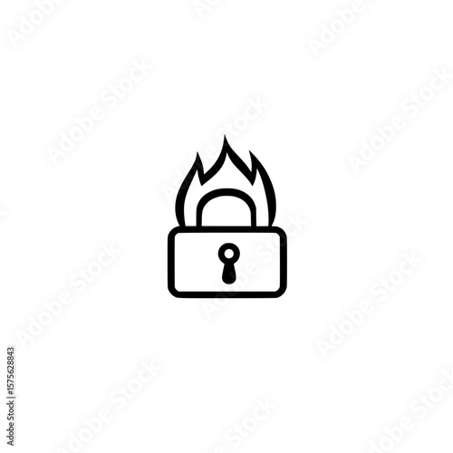 Fire Damaged Padlock Illustration Representing Broken Safety Burned Trust and Vulnerability

