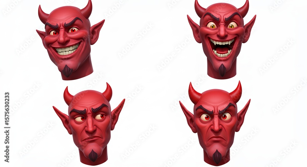Obraz premium Devil character head expressions
