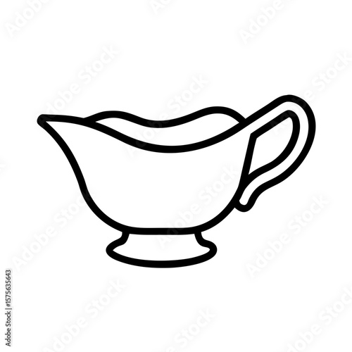 Line art of a gravy boat in minimalist style  