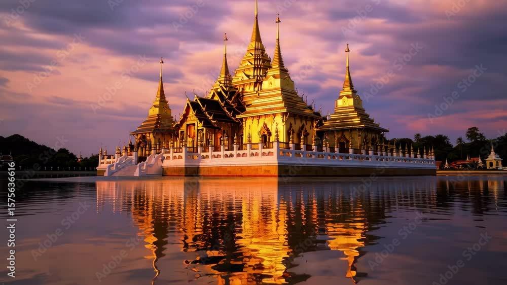 Wat Thung Setthi reflecting in the water at sunset with changing sky Wat Thung Setthi reflecting in the water at sunset with changing sky