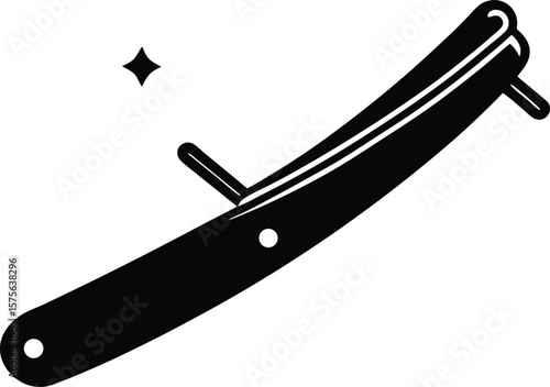 Vector art of a shiny straight razor isolated on white background is ready for a close and clean shave