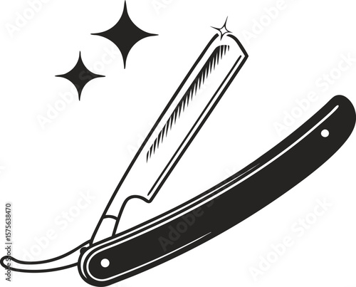 Vector art of a shiny straight razor isolated on white background is ready for a close and clean shave