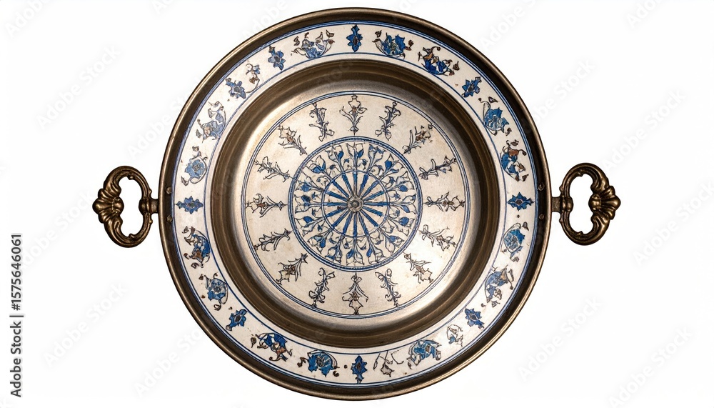 Fototapeta premium Decorative round serving platter with ornate designs