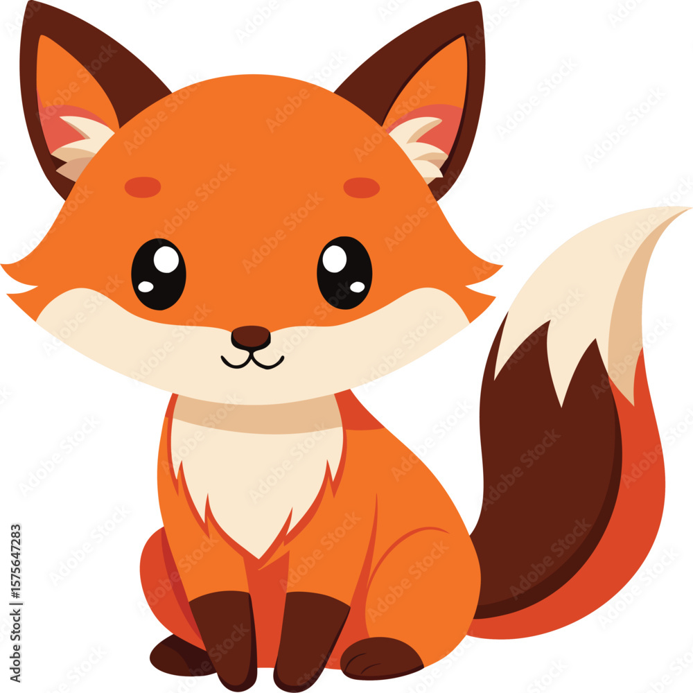 Obraz premium Cute Fox Standing with Smile Vector 