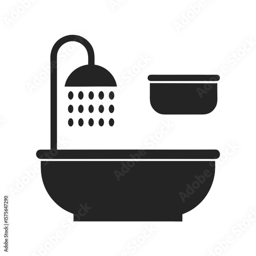 Bathtub and Shower icon silhouette vector illustration