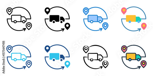 Logistics icon set multiple style collection 
