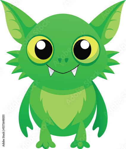 Cute Green Baby Dragon Cartoon Vector
