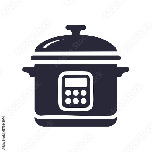 Electric pressure cooker icon graphic appliance cooker cooking design kitchen tool isolated black background simple symbol