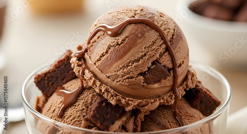 A scoop of nutella brownie chunk ice cream.