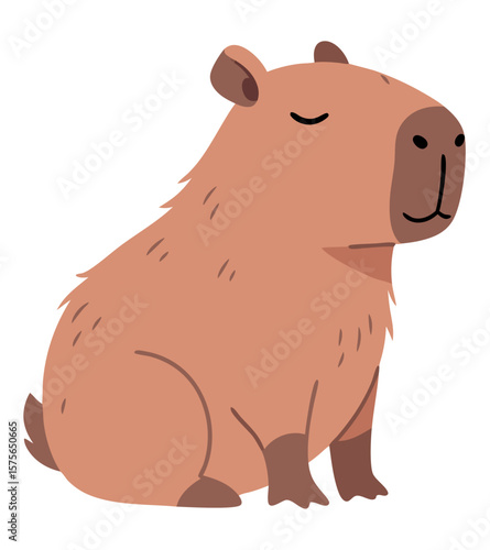 Cute and Cartoonish Capybara Character Representing Peaceful Wildlife in a Fun and Whimsical Style for Animal Concepts and Illustrations