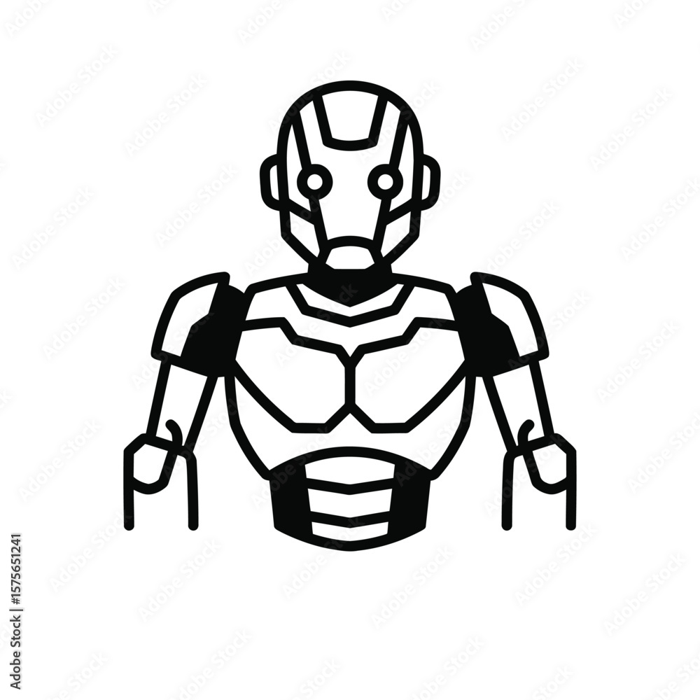 Futuristic Robot, AI, Android, Cyborg, Artificial Intelligence Icon, Technology, Graphic Design, Vector Illustration Futuristic Robot, AI, Android, Cyborg, Artificial Intelligence Icon, Technology, Graphic Design, Vector Illustration