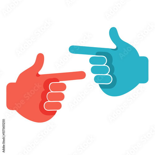Hand gestures. Fingers pointing at each other vector icon on white background.