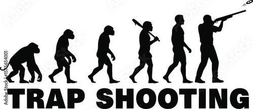 Evolution of man into trap shooter with gun silhouette on a white background