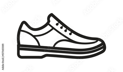 Simple outline icon of a modern athletic sneaker shoe on white background