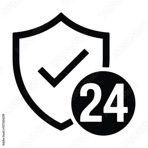 24/7 Protection Secure Shield Icon for Website and App Designs