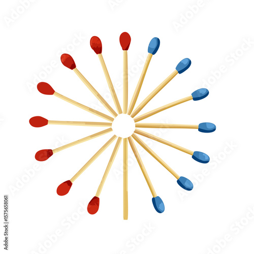 Colorful Matches Arranged in a Radial Pattern on a Black Background